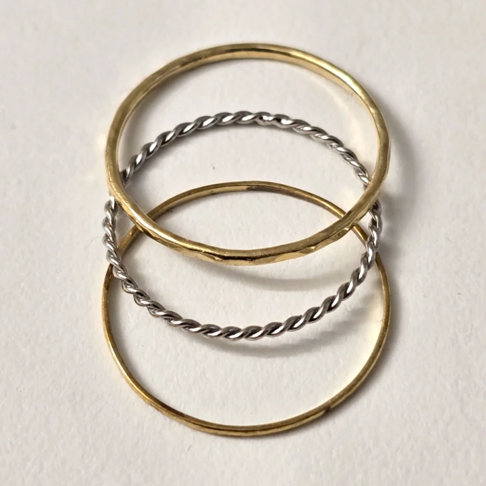 Minimalist 14K Gold Ring Set – 3 Stackable Bands
